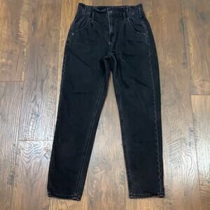 American Eagle High Waist Paper Bag Mom Black Crop Jeans